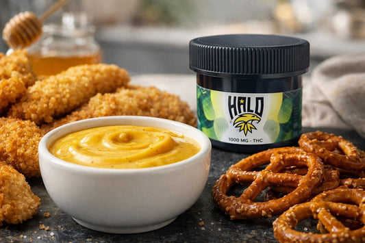 THC honey mustard dip made with Halo Drink Mix