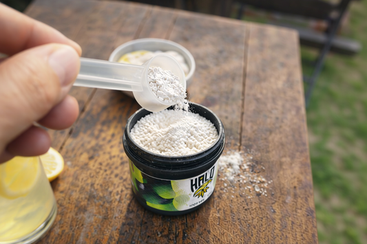 Mixing Halo THC drink mix powder